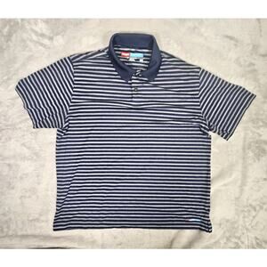 Wrangler Polo Shirt Mens XL Blue Gray Striped Breathe Dri Performance